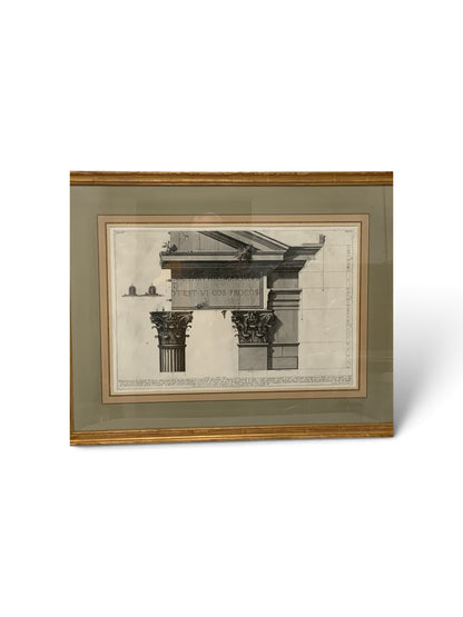 Giovanni Battista Piranesi "Le Antichità Romane Vol. IV Pl. XLII" Engraving 1756-1757 Provenance Custom Framed by J. Pocker & Son, NYC