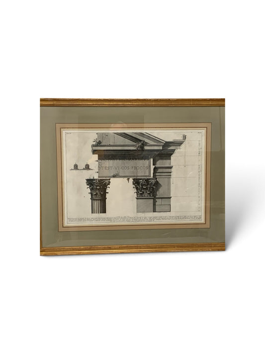 Giovanni Battista Piranesi "Le Antichità Romane Vol. IV Pl. XLII" Engraving 1756-1757 Provenance Custom Framed by J. Pocker & Son, NYC