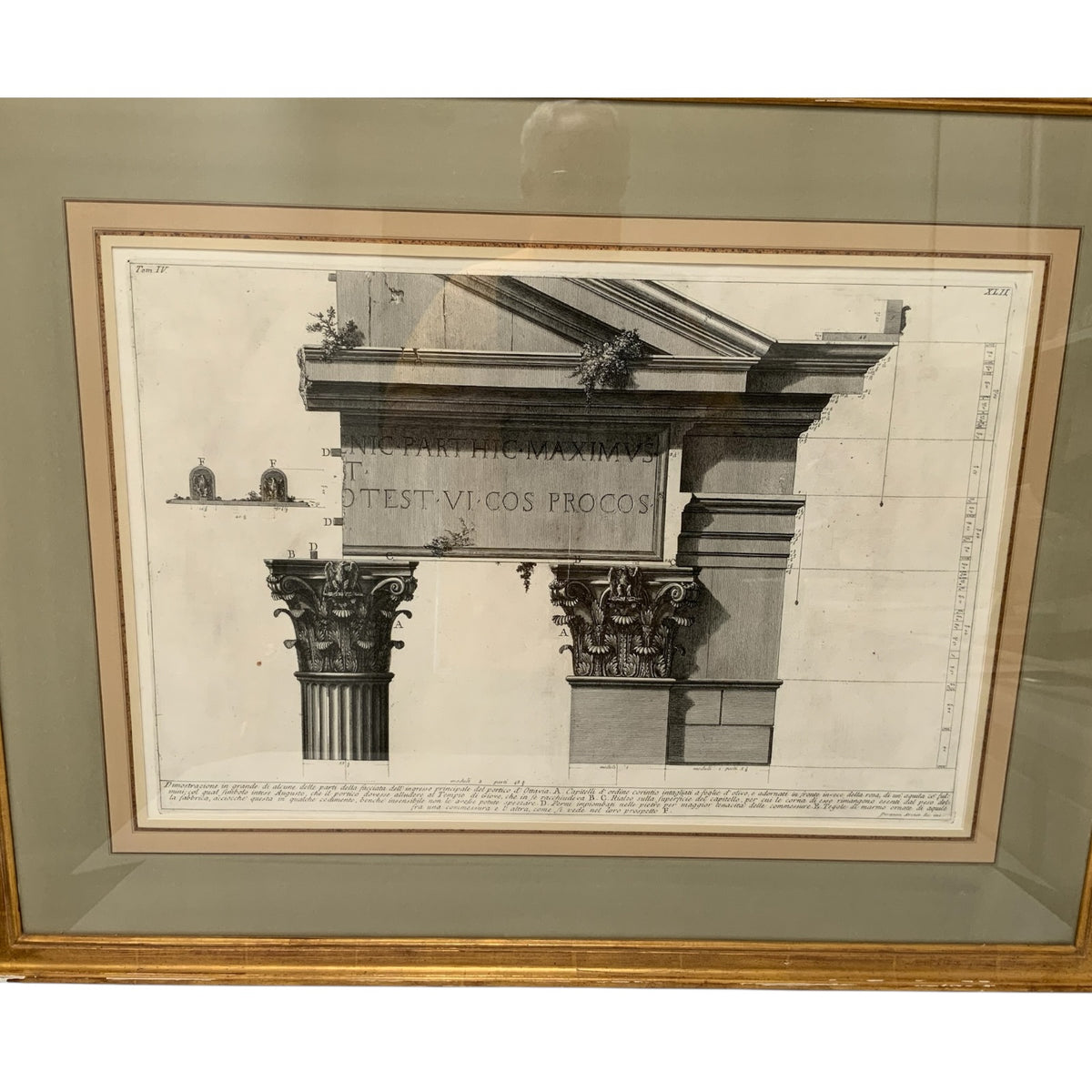 Giovanni Battista Piranesi "Le Antichità Romane Vol. IV Pl. XLII" Engraving 1756-1757 Provenance Custom Framed by J. Pocker & Son, NYC