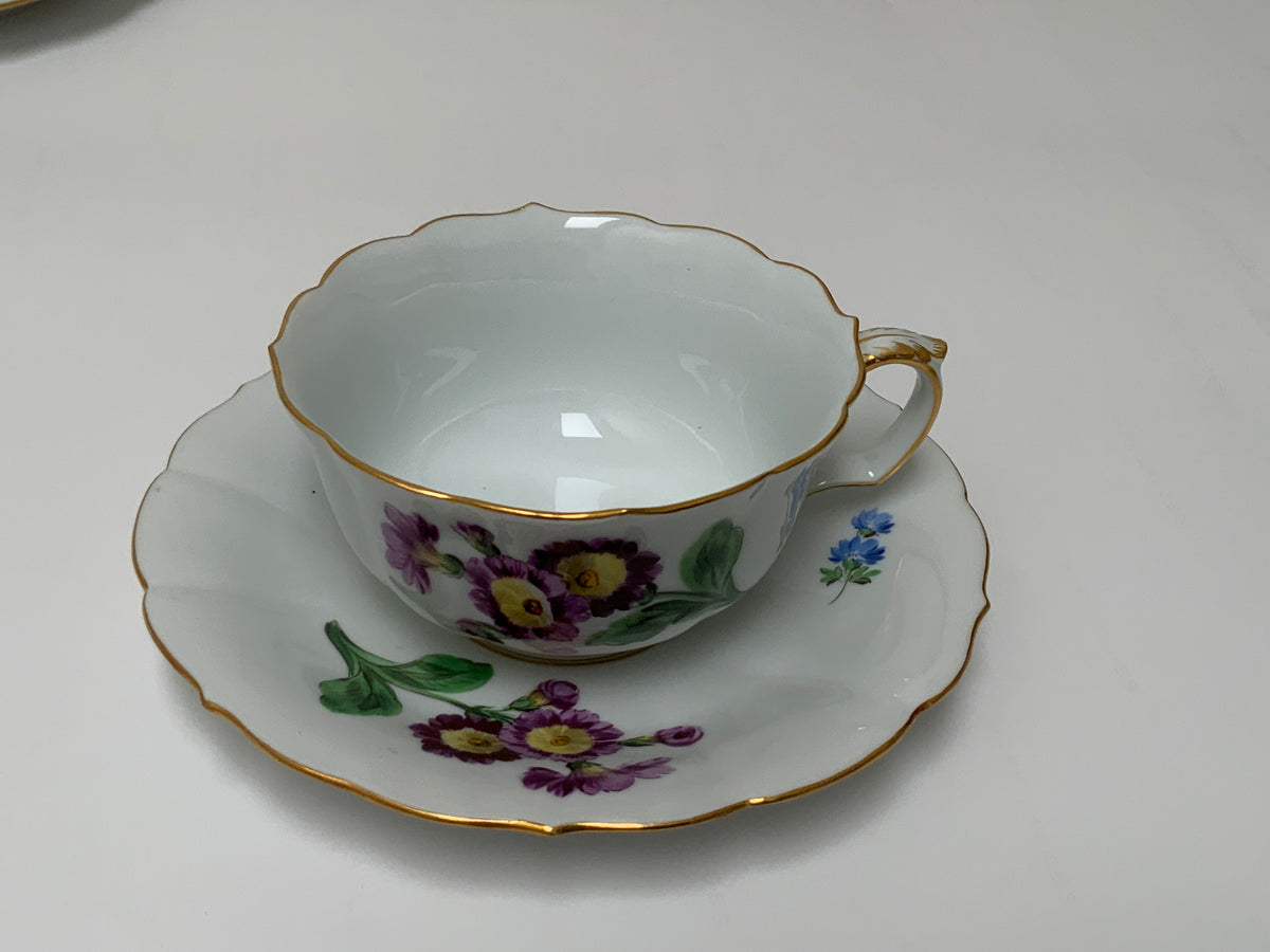 Vintage Rare Meissen Pfeiffer Period 25-Piece Multi-Floral Botanical Coffee & Dessert Service First Quality c1924-1934