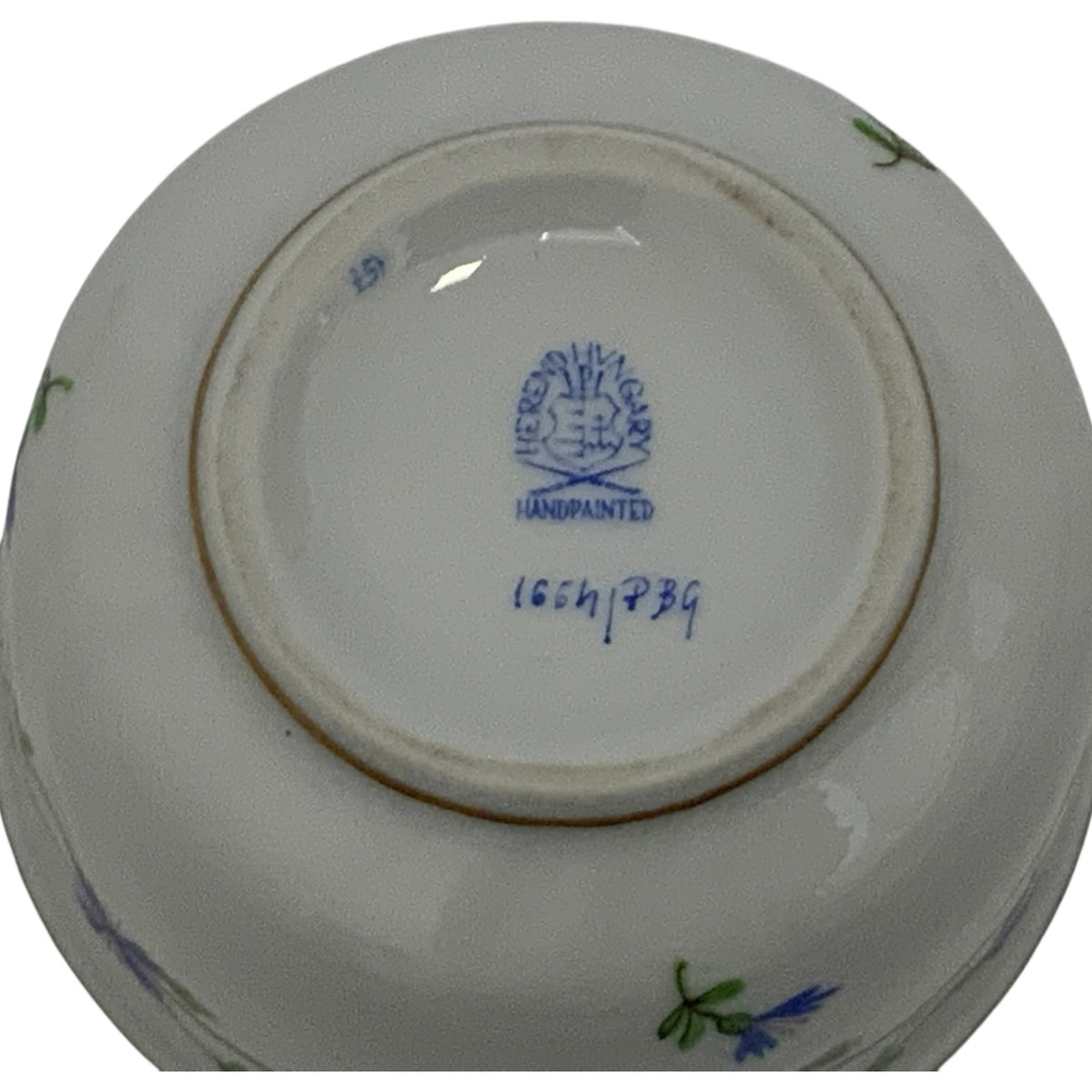 Vintage Herend Blue Garland PBG Covered Sugar Bowl Bonbonniere Rose Finial Model 1162 Hungary c. 1980s