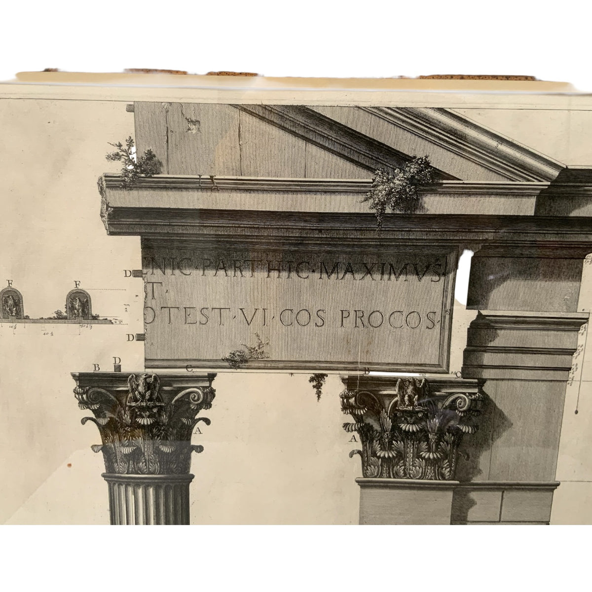 Giovanni Battista Piranesi "Le Antichità Romane Vol. IV Pl. XLII" Engraving 1756-1757 Provenance Custom Framed by J. Pocker & Son, NYC