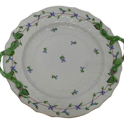 Herend Blue Garland PBG Model 1173 Handled 12-Inch Chop Plate Round Serving Platter Hungary c. 1960-1980 Discontinued