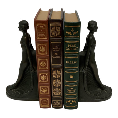Collection Française Art Deco Style Nude Female Figural Bookends Matched Pair Made in USA 1950s-1970s