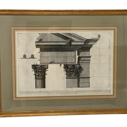 Giovanni Battista Piranesi "Le Antichità Romane Vol. IV Pl. XLII" Engraving 1756-1757 Provenance Custom Framed by J. Pocker & Son, NYC