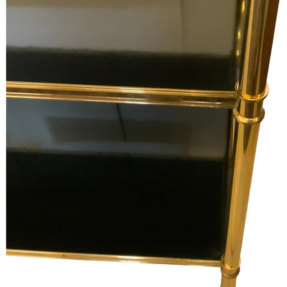 Mid-Century Hollywood Regency Brass & Black Lacquer Low Console In the Style of Billy Baldwin for Frederick P. Victoria & Son Circa: 1970s