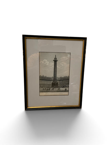 Antique 1840s Chamouin Paris Engraving Place Vendome Daguerreotype Provenance Custom Framed by J. Pocker & Son, NYC