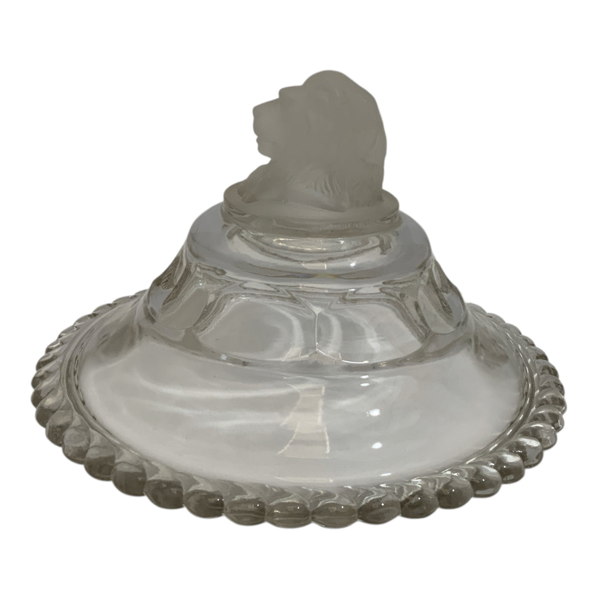 Antique Gillinder & Sons Frosted Lion Pattern Covered Glass Compote 7.25" America c. 1876–1900