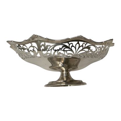 Antique John Round & Son Sheffield Sterling Silver Pierced Pedestal Centerpiece Bowl England 1915