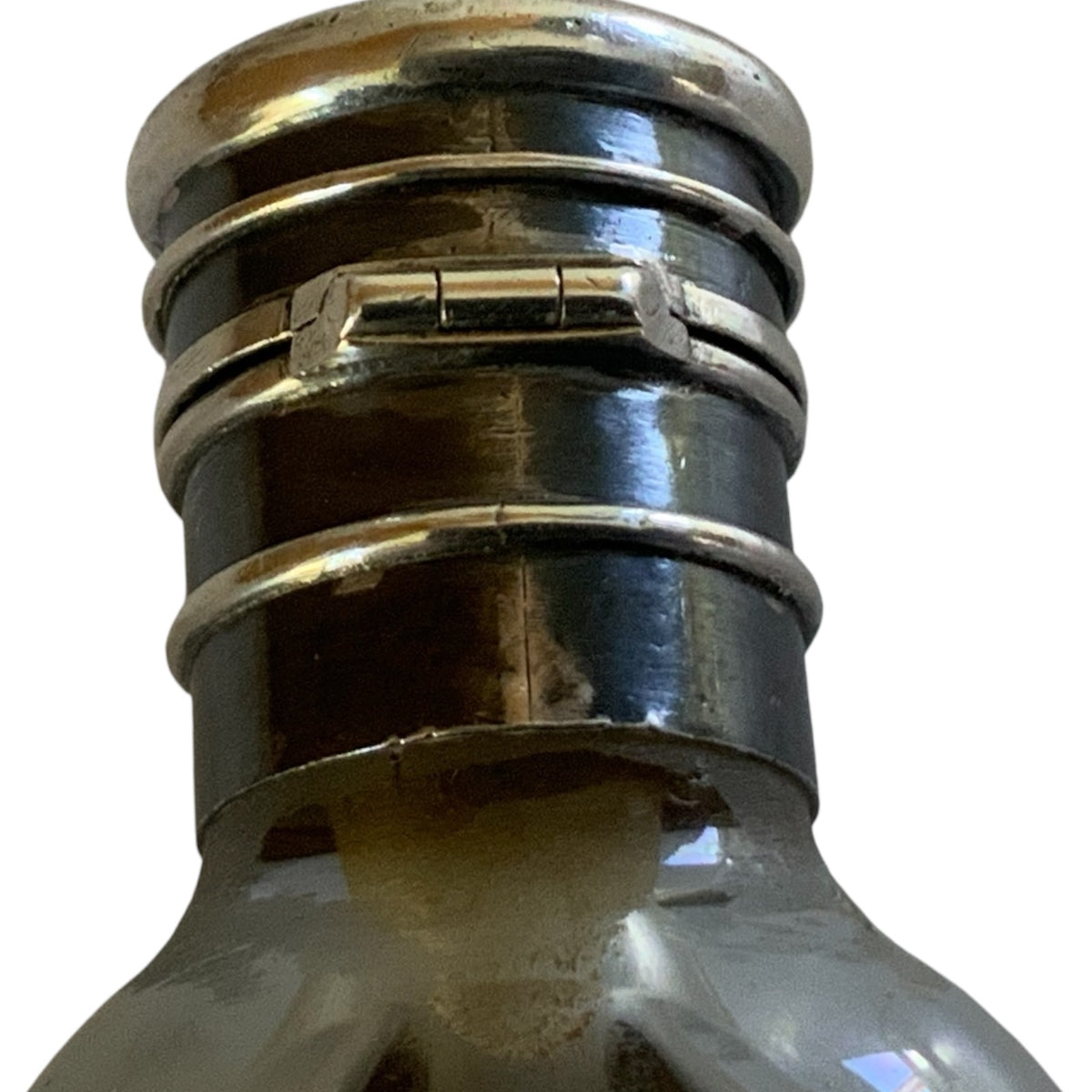 Antique Bohemian Jeweled Glass Pocket Scent Bottle Hinged Cap & Intact Ground Glass Stopper Czech c.1890
