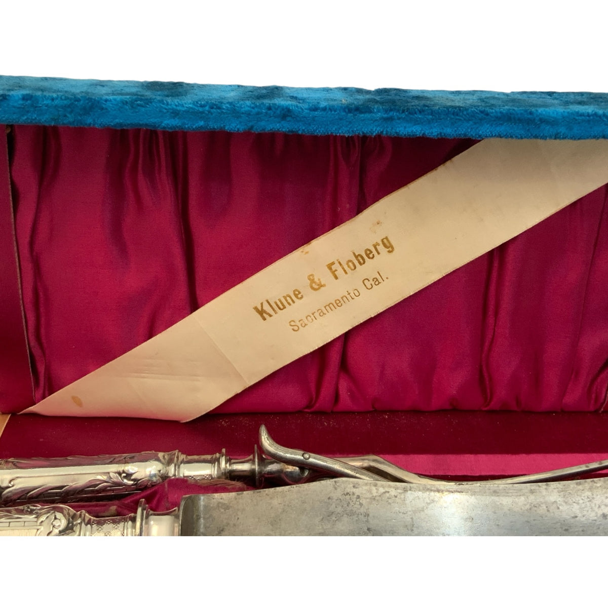Antique Reed & Barton Renaissance Silverplate 3-Piece Roast Carving Set in Original Klune & Floberg Case USA c. 1890–1910