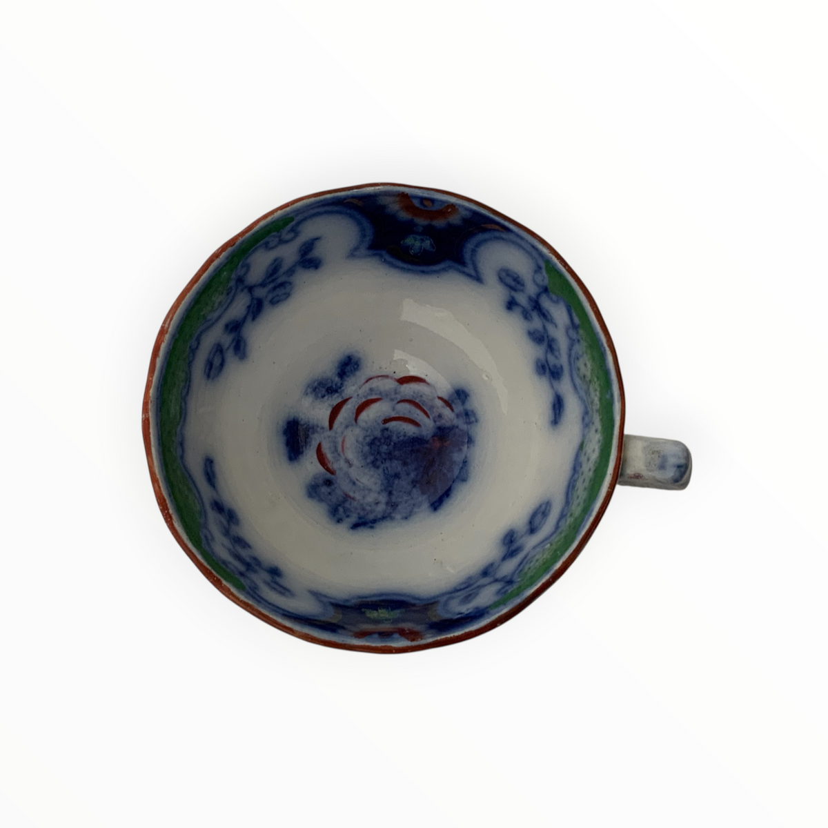 Antique F. & R. Pratt & Co. Imari Tea Cups & Saucers Set of 4 Pattern No. 60 England c. 1840s–1850s