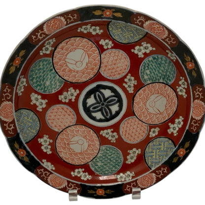 Antique Japanese Meiji Imari Porcelain Charger with Raised Enamel Flowers, c. 1880–1912