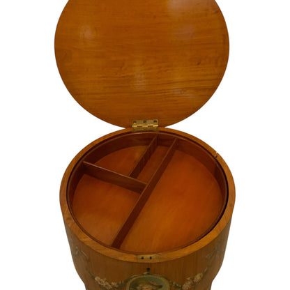 Antique Late Victorian Hand-Painted Satinwood Ladies Sewing Work Table England c. 1880–1900