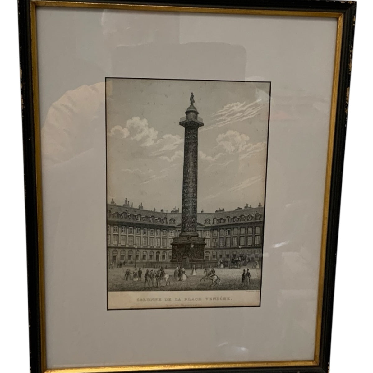Antique 1840s Chamouin Paris Engraving Place Vendome Daguerreotype Provenance Custom Framed by J. Pocker & Son, NYC