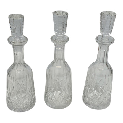 Set of Three Lismore Wine Decanters & Stoppers by Waterford Crystal Ireland 1960s-1990s