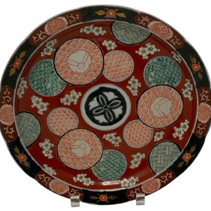 Antique Japanese Meiji Imari Porcelain Charger with Raised Enamel Flowers, c. 1880–1912