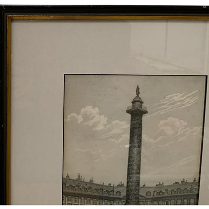 Antique 1840s Chamouin Paris Engraving Place Vendome Daguerreotype Provenance Custom Framed by J. Pocker & Son, NYC