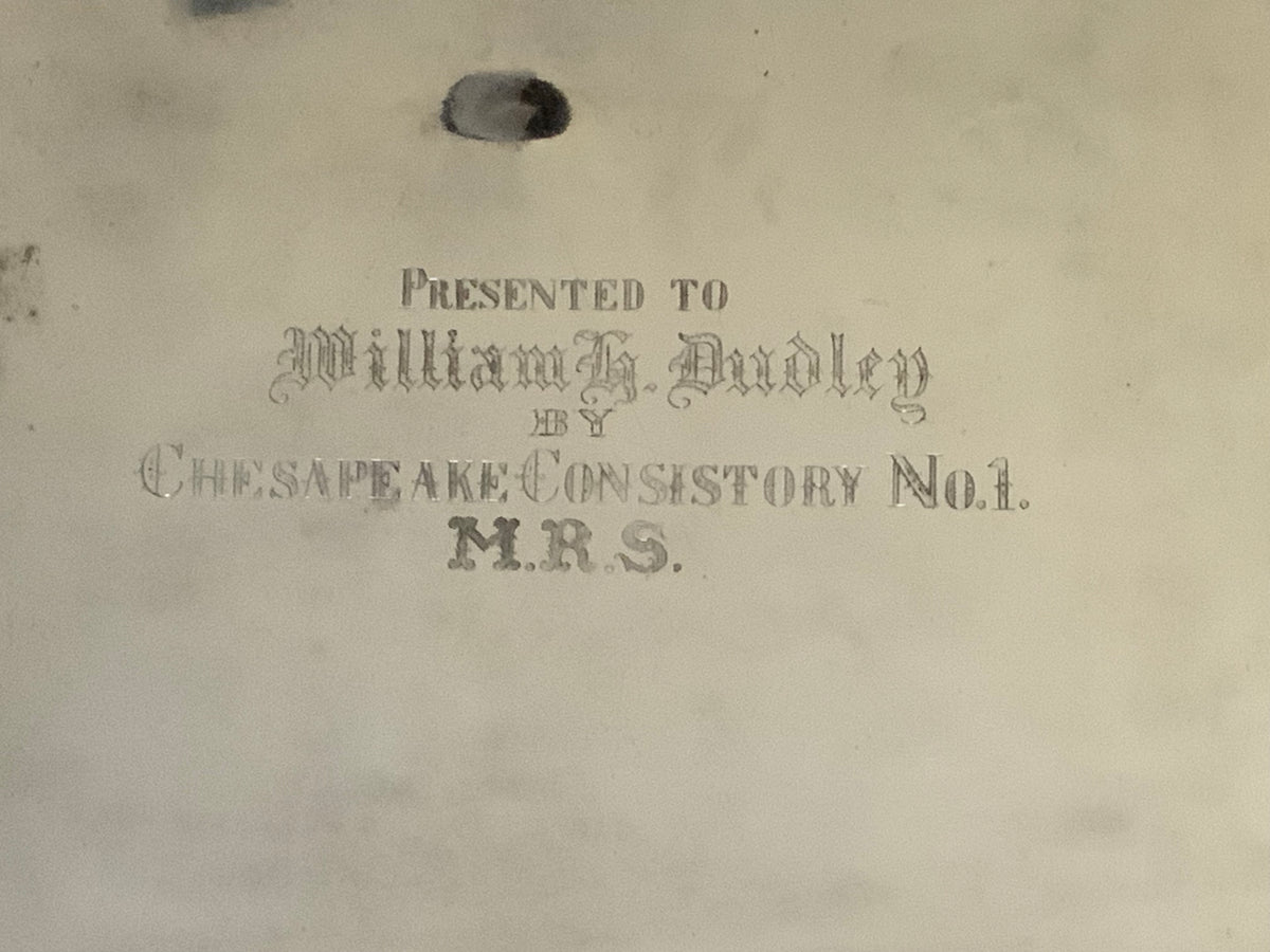 Antique Masonic Silver-Plated Sandwich Tray Chesapeake Consistory No.1 M.R.S. c. 1890–1920
