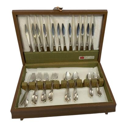 Reed & Barton Lark Sterling Silver Flatware 54-Piece Service by John Prip w/Chest America c. 1960s