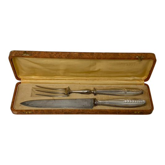 Antique French Bazin & Cie Paris .950 Silver Carving Knife & Fork Set France c. 1900