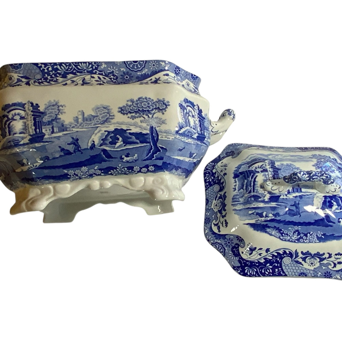 Vintage Authentic Spode Blue Italian Large Soup Tureen w/Lid England c.2000-2009