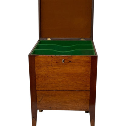 George III/Regency/Federal Inlaid Flame Mahogany Square Cellarette on Stand Circa 1795–1810