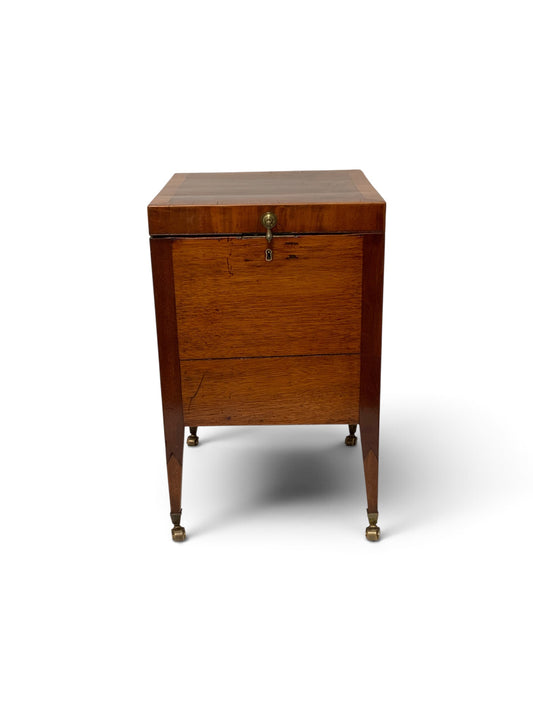 George III/Regency/Federal Inlaid Flame Mahogany Square Cellarette on Stand Circa 1795–1810