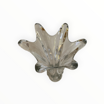 Vintage MCM Art Vannes France Large Sculptural Crystal Splash Vase 14.25" France c. 1960s-1970s