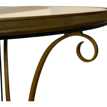 Vintage Hollywood Regency French Style Gilt Bronze & White Marble Gueridon Table Manner of Maison Jansen 26” Round 1960s-1980s