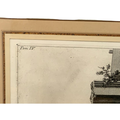 Giovanni Battista Piranesi "Le Antichità Romane Vol. IV Pl. XLII" Engraving 1756-1757 Provenance Custom Framed by J. Pocker & Son, NYC