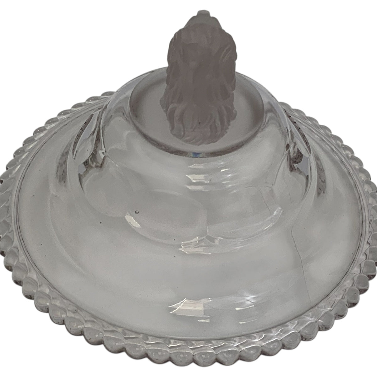 Antique Gillinder & Sons Frosted Lion Pattern 12" Covered Glass Compote, America c. 1876–1900