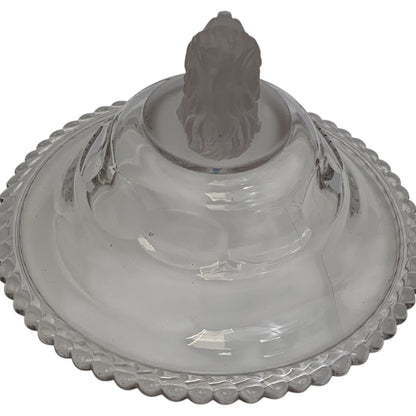 Antique Gillinder & Sons Frosted Lion Pattern 12" Covered Glass Compote, America c. 1876–1900