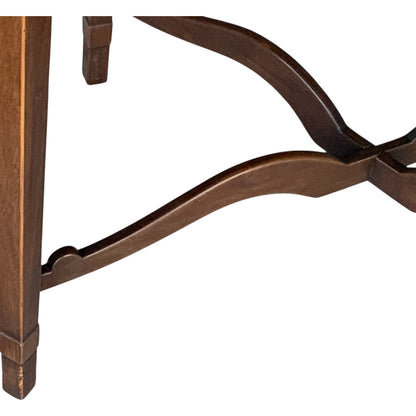 Antique English Edwardian Mahogany & Satinwood Marquetry Oval Occasional Table England c. 1900