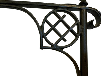 Vintage 1920s Spanish Revival Wrought Iron Bridge Floor Lamp with Ruffled Sunset Art Glass Shade Adjustable 55" - 67" 1920s-1930s