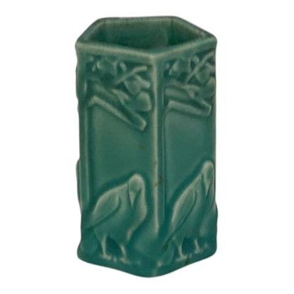 Rookwood Pottery Turquoise Five-Sided Bird & Branch Vase Shape 1795, USA 1926