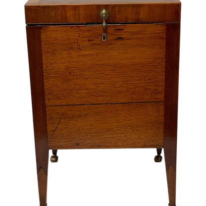 George III/Regency/Federal Inlaid Flame Mahogany Square Cellarette on Stand Circa 1795–1810