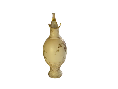 Antique 14" Royal Worcester Snake Handle Ewer Shape 137 A. Stowell Boston Blush Ivory Made in England c. 1880s-1890s