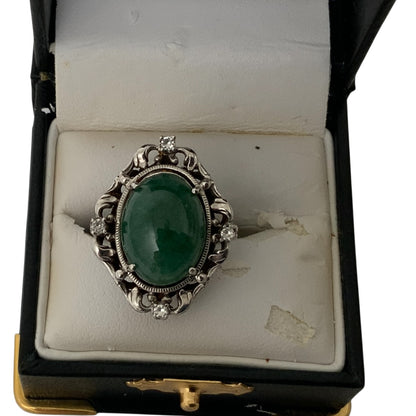 Antique Fratelli Peruzzi Florence 800 Silver Green Onyx Jewelry Suite Bracelet Earrings Ring Italy c. 1920s-1930s