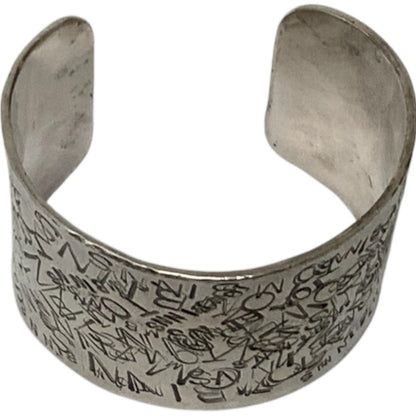Attributed to Tom Binns Sterling Silver Abstract Typography Wide Cuff Bracelet TB .925 103g USA c. 2000s