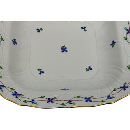 Vintage Herend Blue Garland PBG Large Square Fruit Serving Bowl Model 1181 Hungary c. 1980s