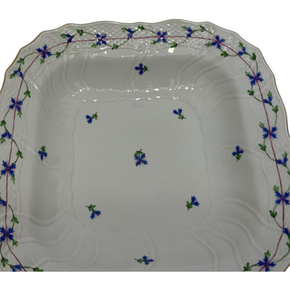 Vintage Herend Blue Garland PBG Large Square Fruit Serving Bowl Model 1181 Hungary c. 1980s
