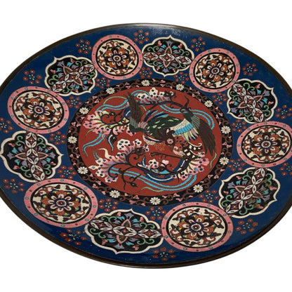 Antique Japanese Meiji Cloisonné Hō-ō Phoenix Goldstone Charger c. 1880-1900