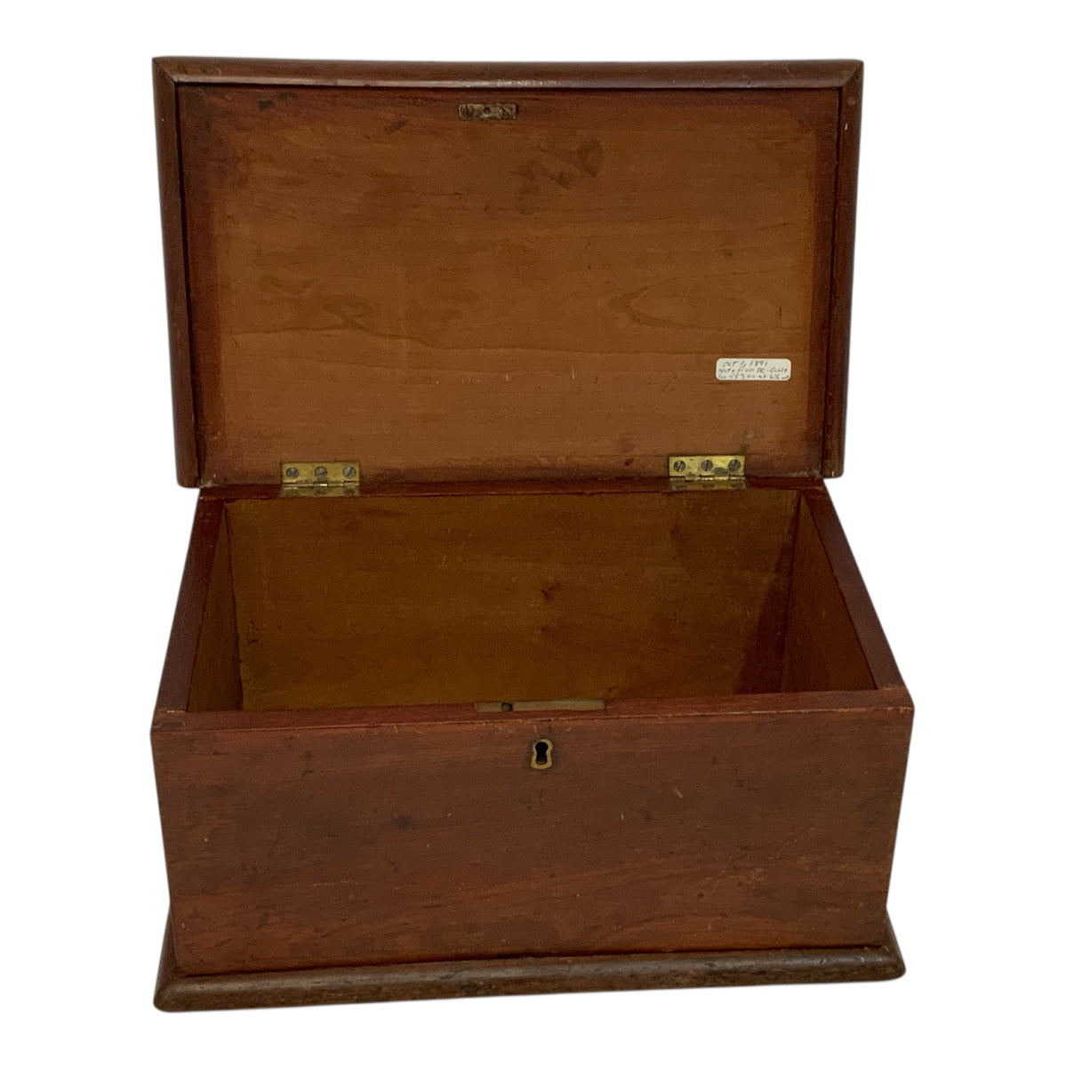 Antique 19th Century Mahogany Document Storage Box with Brass Lock c. 1850-1890