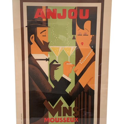 Vintage Amoro “Anjou Vins Mousseux” French Art Deco Lithographic Advertising Poster France c. 1932