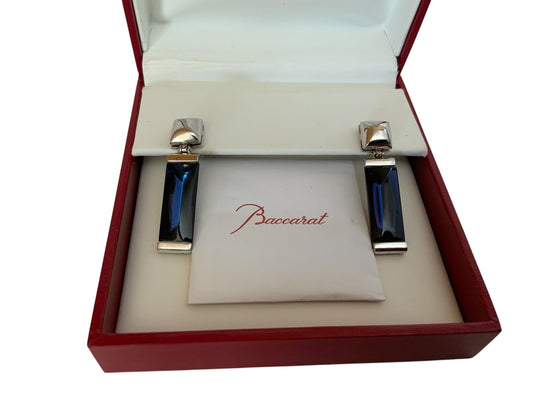 Baccarat So Insomnight Blue Mordoré Earrings .925 Silver Made in France c. 2010s