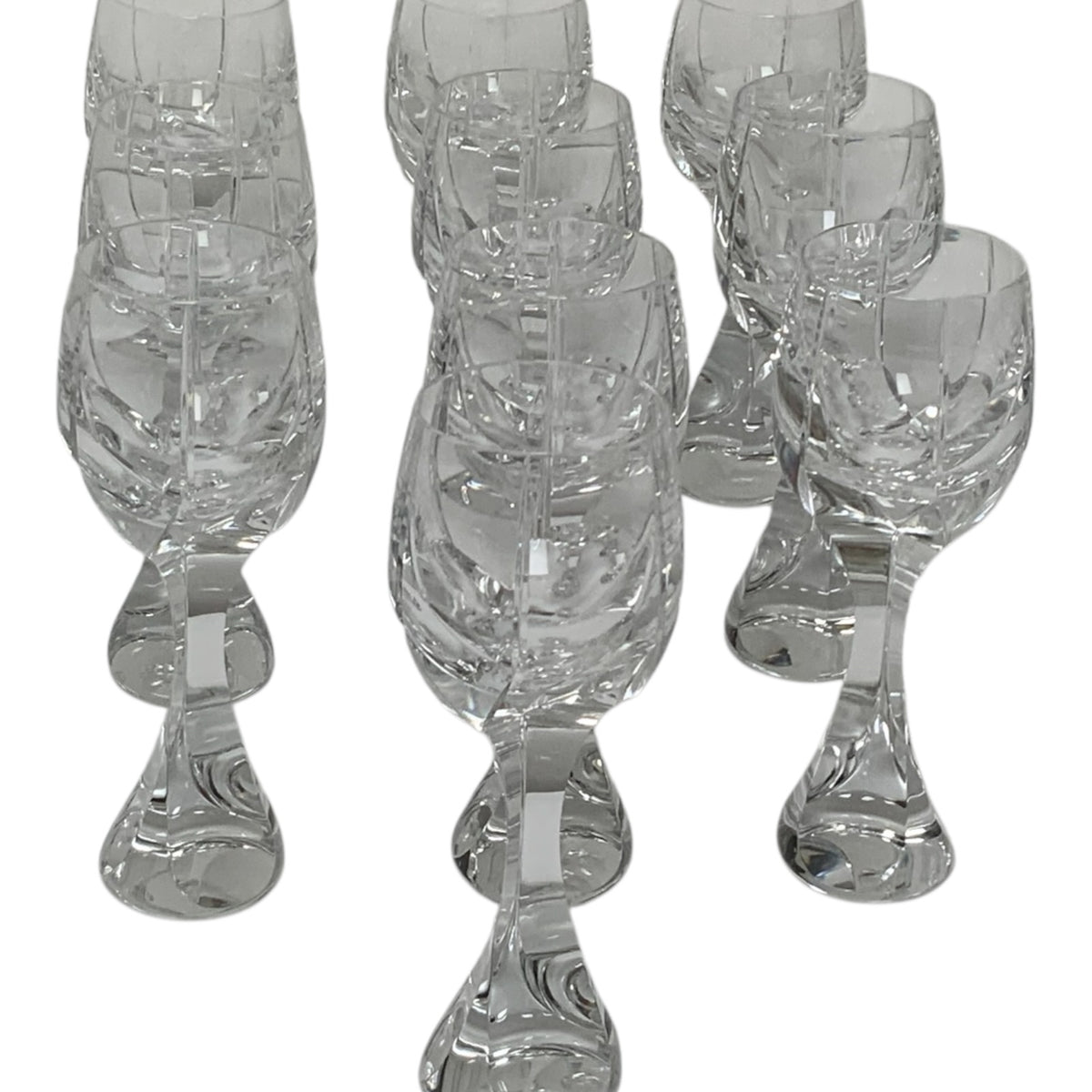 Vintage Set of 10 Baccarat Neptune Crystal Water Goblets 8¼" Discontinued Signed France 1988-1993