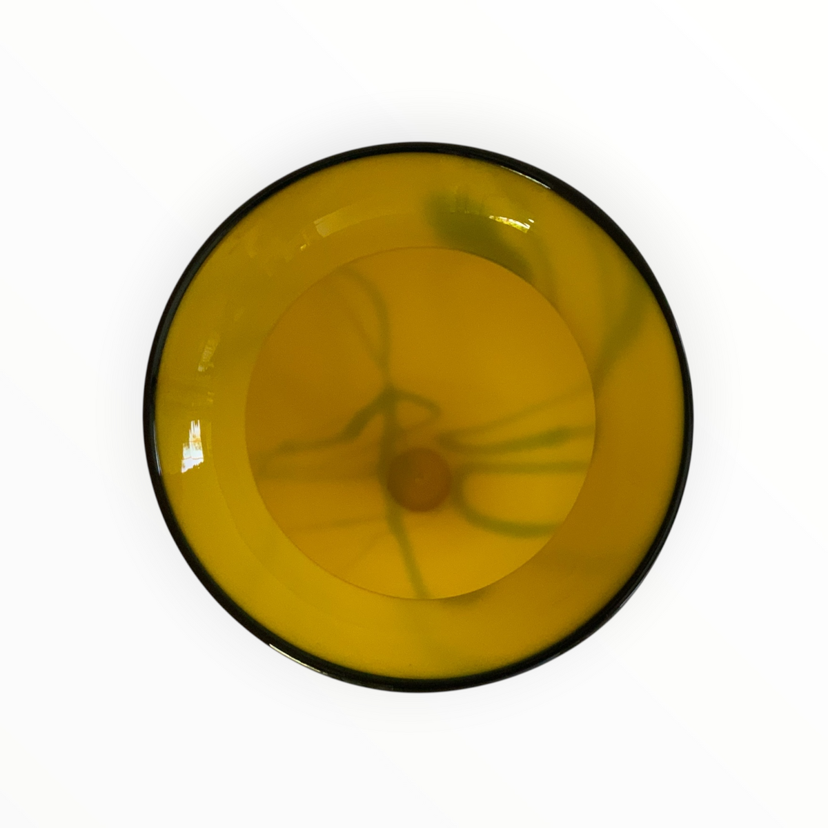 Rick Strini Signed 2004 Hand-Blown Art Glass Vase 11.25" Yellow, Amber & Green Botanical Design USA