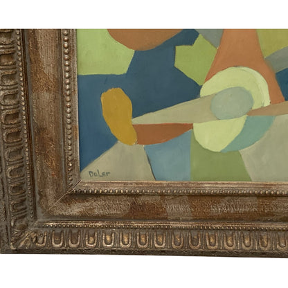 Mid-Century Modern Cubist Abstract Still Life Painting on Canvas Signed “Daler” USA c. 1945–1965