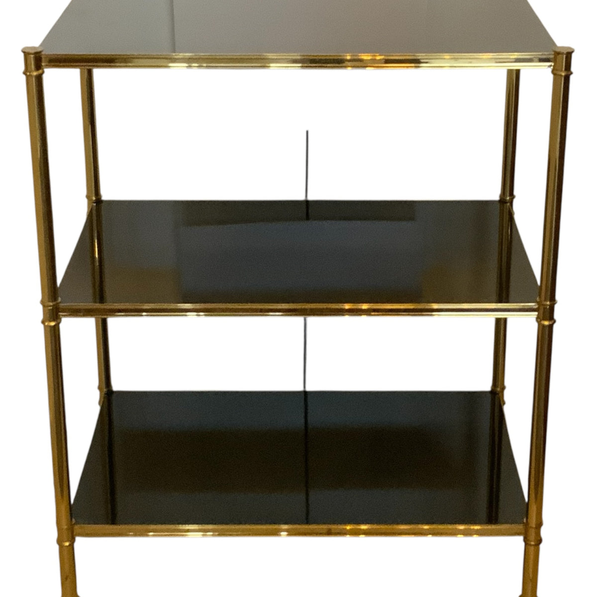 Mid-Century Hollywood Regency Brass & Black Lacquer Low Console In the Style of Billy Baldwin for Frederick P. Victoria & Son Circa: 1970s